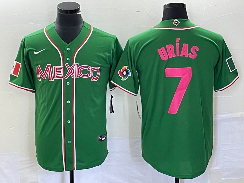 Men 2023 World Cub Mexico #7 Urias Green pink Nike MLB Jersey14->more jerseys->MLB Jersey